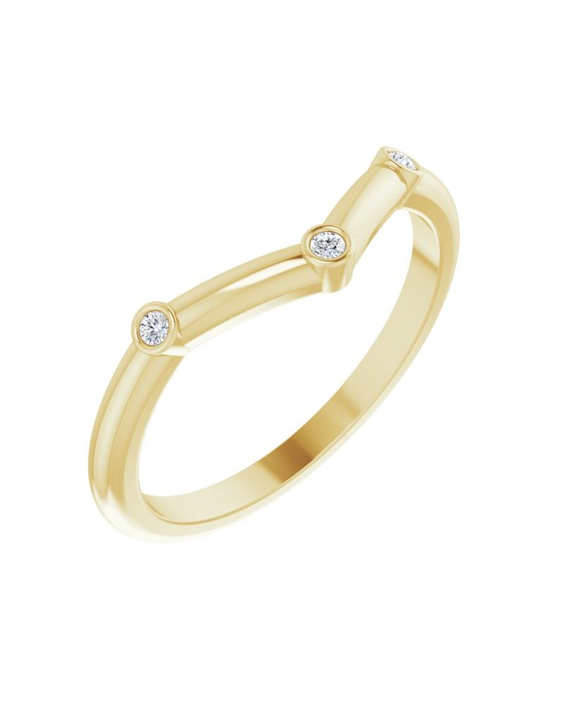 Anel em V Empilhável em Ouro 14k com Diamantes Naturais – Modelo 2