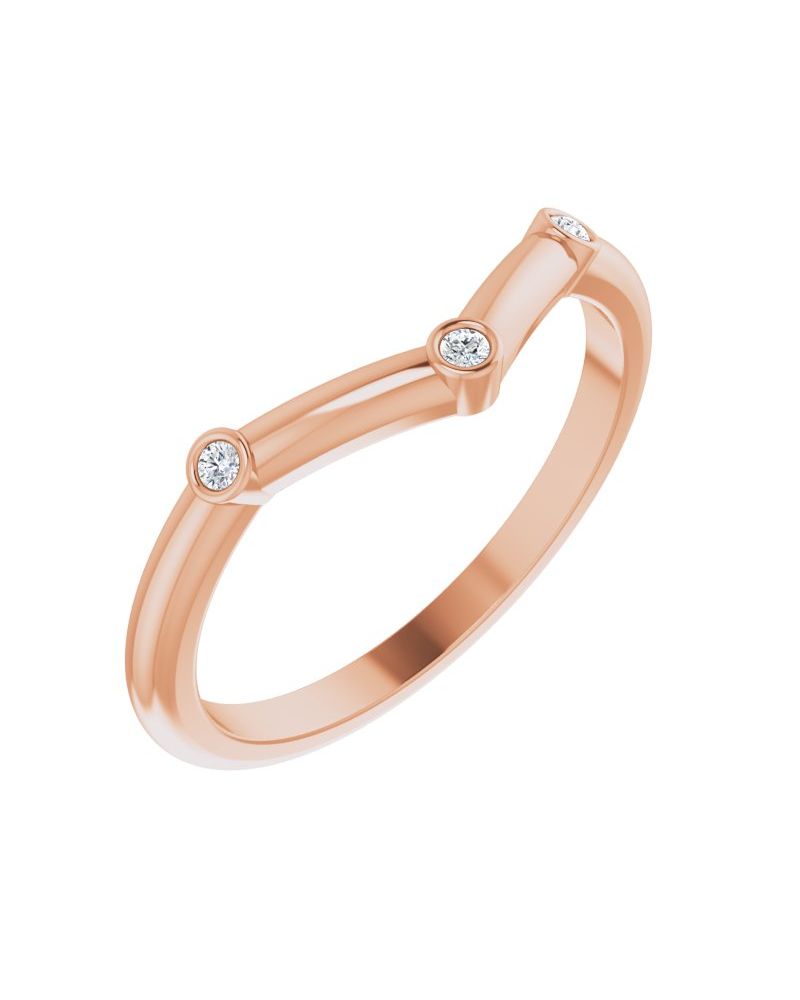 Anel em V Empilhável em Ouro 14k com Diamantes Naturais – Modelo 2