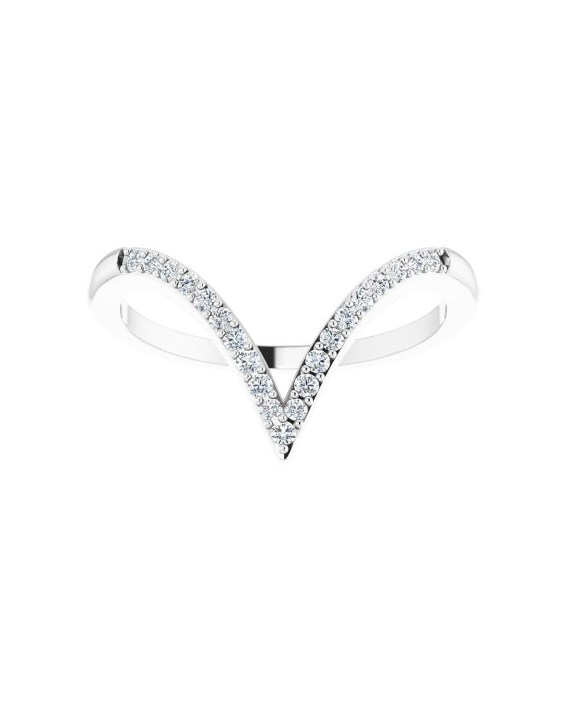 Anel em V Cravejado em Ouro 14k com Diamantes Naturais – Modelo 2