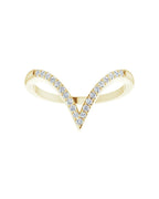 Anel em V Cravejado em Ouro 14k com Diamantes Naturais – Modelo 2
