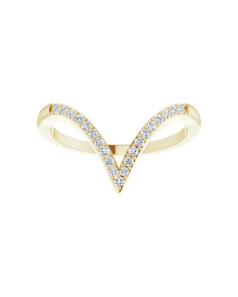 Anel em V Cravejado em Ouro 14k com Diamantes Naturais – Modelo 2