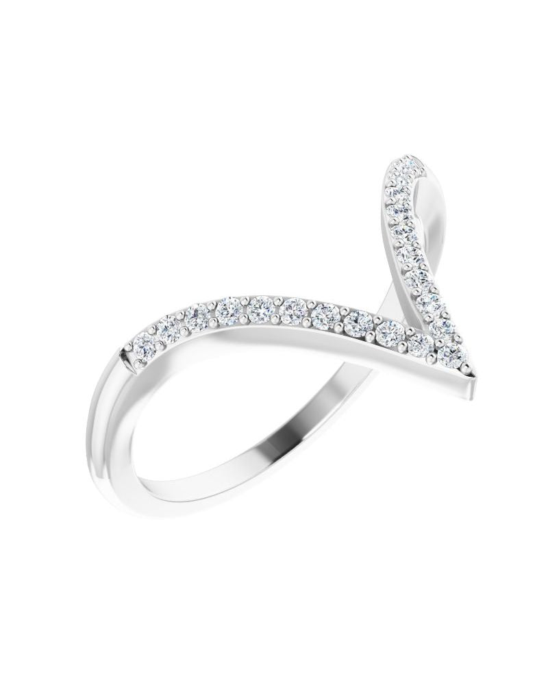 Anel em V Cravejado em Ouro 14k com Diamantes Naturais – Modelo 2