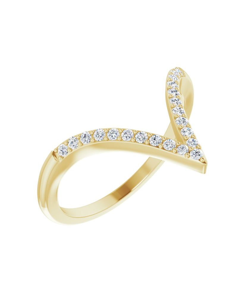 Anel em V Cravejado em Ouro 14k com Diamantes Naturais – Modelo 2