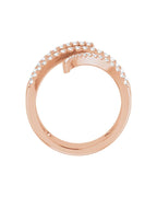 Anel Espiral Envolvente em Ouro 14k com Diamantes Naturais