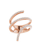 Anel Espiral Envolvente em Ouro 14k com Diamantes Naturais
