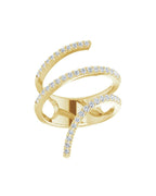 Anel Espiral Envolvente em Ouro 14k com Diamantes Naturais