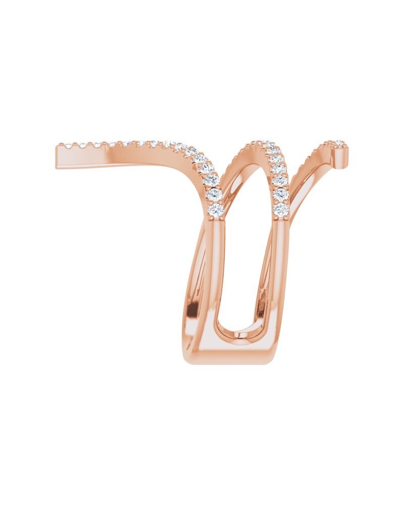 Anel Espiral Envolvente em Ouro 14k com Diamantes Naturais