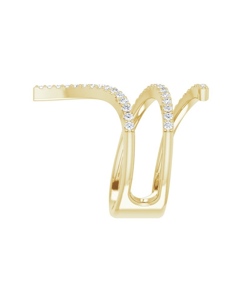 Anel Espiral Envolvente em Ouro 14k com Diamantes Naturais