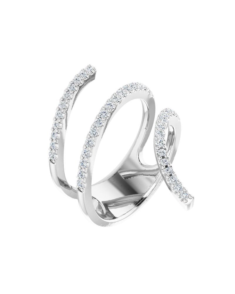 Anel Espiral Envolvente em Ouro 14k com Diamantes Naturais