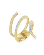 Anel Espiral Envolvente em Ouro 14k com Diamantes Naturais