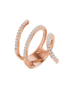 Anel Espiral Envolvente em Ouro 14k com Diamantes Naturais