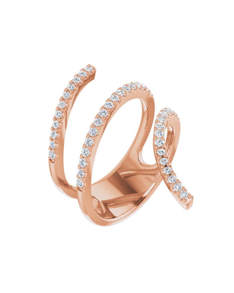Anel Espiral Envolvente em Ouro 14k com Diamantes Naturais