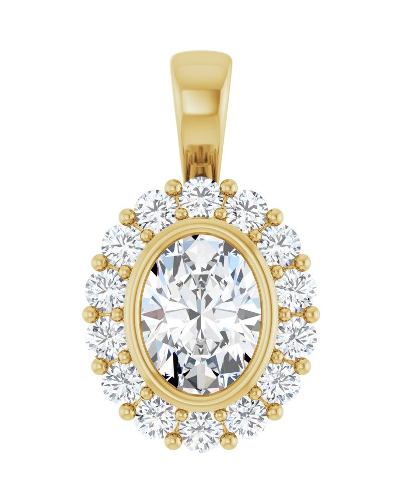 Pingente Halo em Ouro 14k com Diamantes de Laboratório – Modelo 4
