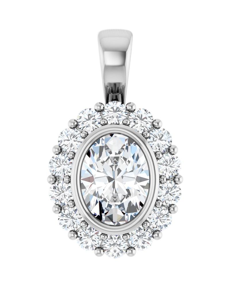 Pingente Halo em Ouro 14k com Diamantes de Laboratório – Modelo 4