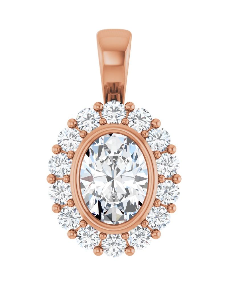 Pingente Halo em Ouro 14k com Diamantes de Laboratório – Modelo 4