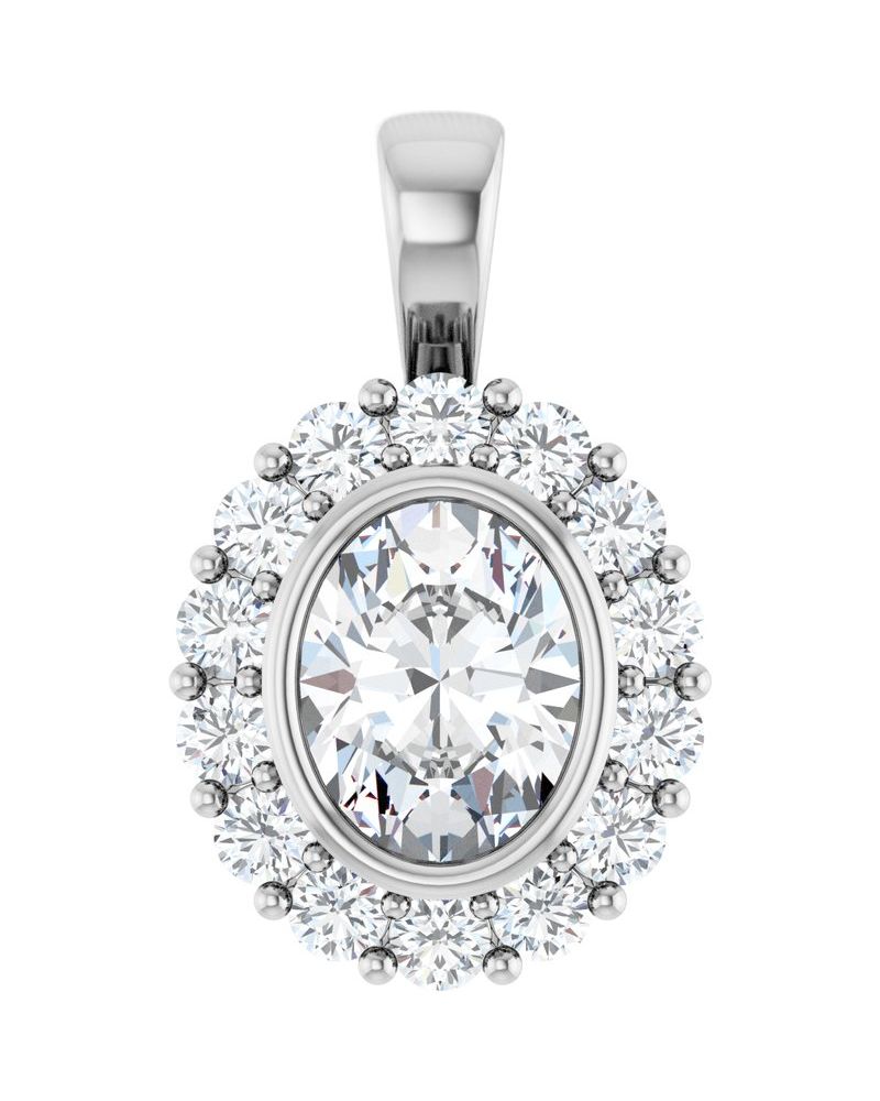 Pingente Halo em Ouro 14k com Diamantes de Laboratório – Modelo 4