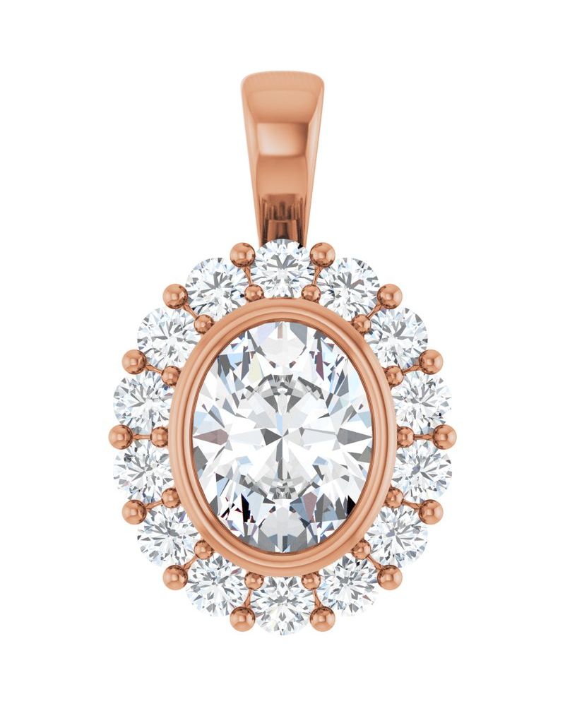 Pingente Halo em Ouro 14k com Diamantes de Laboratório – Modelo 4