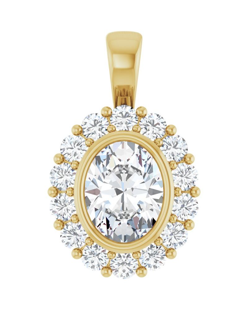 Pingente Halo em Ouro 14k com Diamantes de Laboratório – Modelo 4