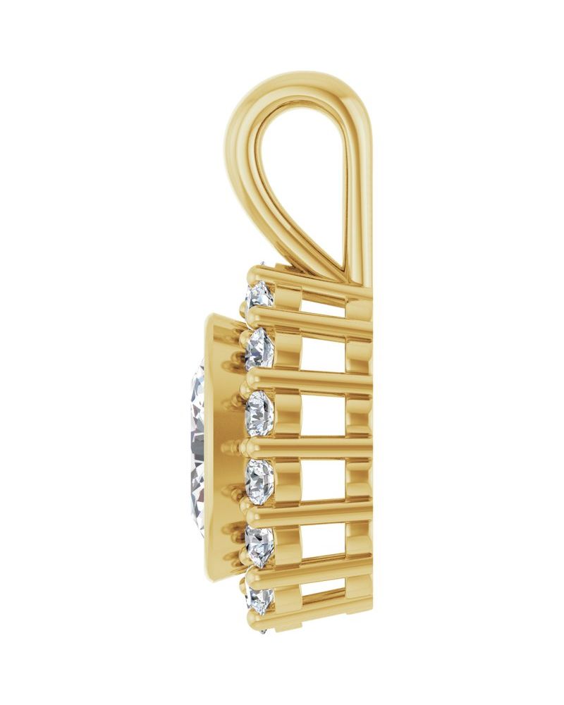 Pingente Halo em Ouro 14k com Diamantes de Laboratório – Modelo 4