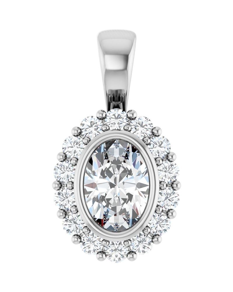 Pingente Halo em Ouro 14k com Diamantes de Laboratório – Modelo 4