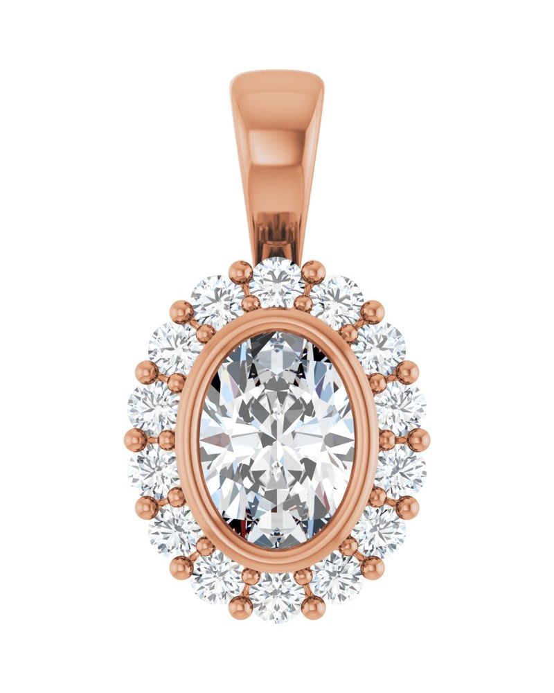 Pingente Halo em Ouro 14k com Diamantes de Laboratório – Modelo 4