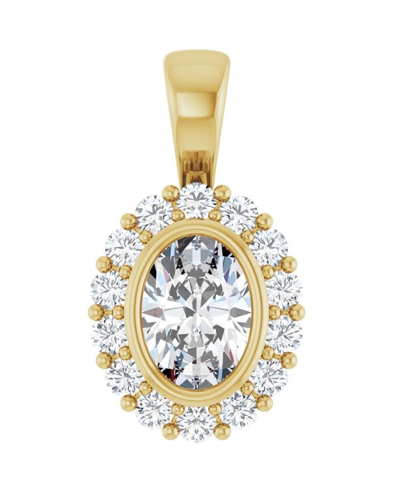 Pingente Halo em Ouro 14k com Diamantes de Laboratório – Modelo 4