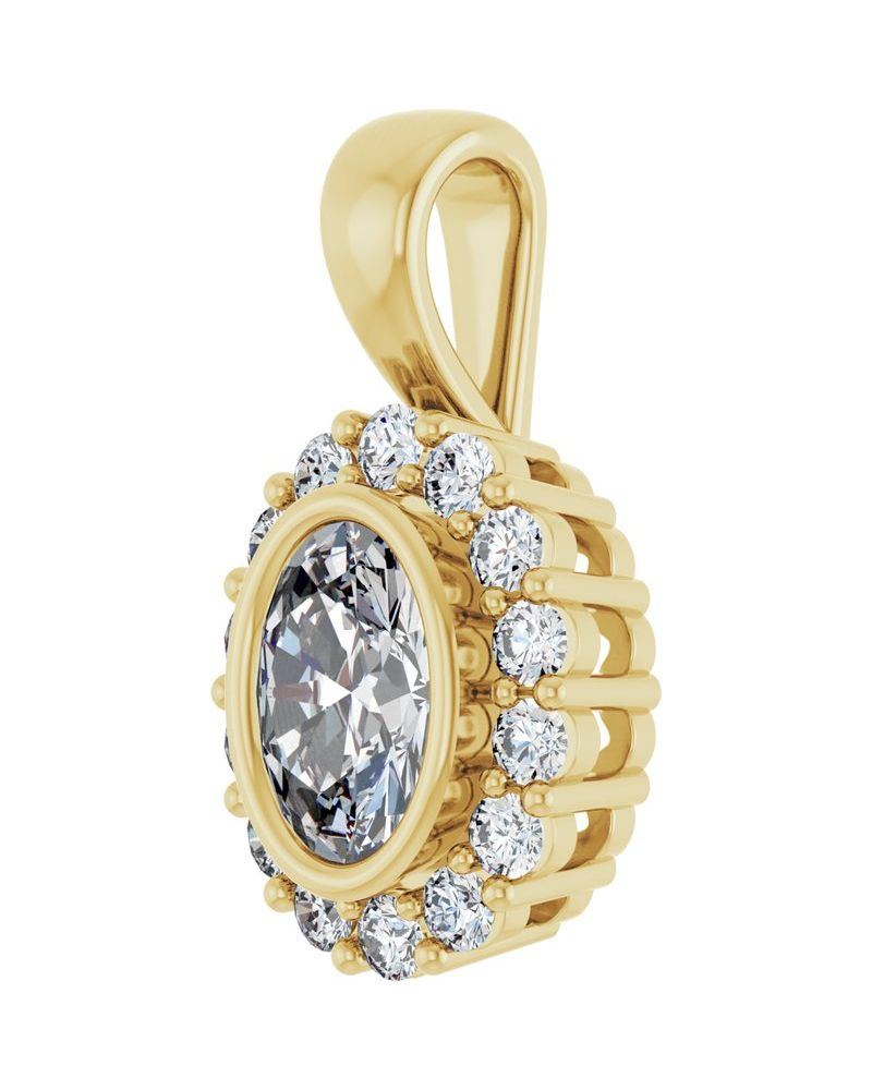 Pingente Halo em Ouro 14k com Diamantes de Laboratório – Modelo 4
