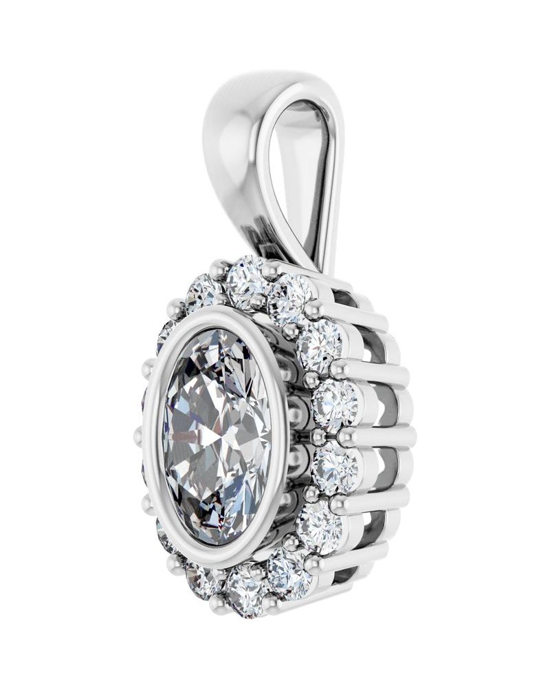 Pingente Halo em Ouro 14k com Diamantes de Laboratório – Modelo 4
