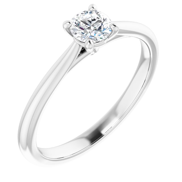 Anel Solitário de Noivado Clássico em Ouro 14k com Diamante Natural – Branco 14k