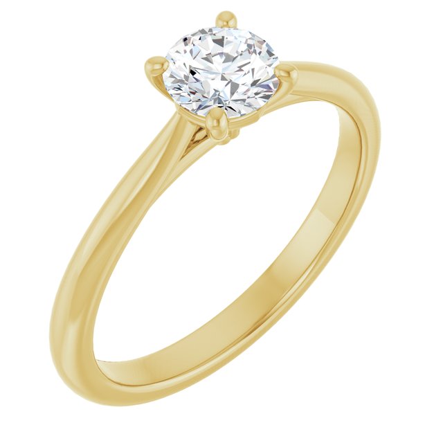 Anel Solitário de Noivado Clássico em Ouro 14k com Diamante Natural – Amarelo 14k