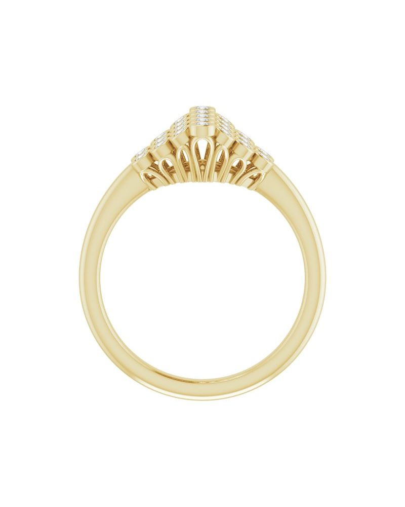 Anel Cluster com Cravação Bezel em Ouro 14k com Diamantes Naturais