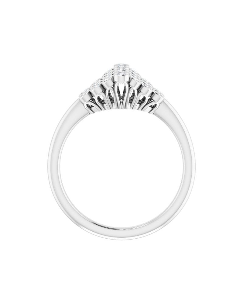 Anel Cluster com Cravação Bezel em Ouro 14k com Diamantes Naturais
