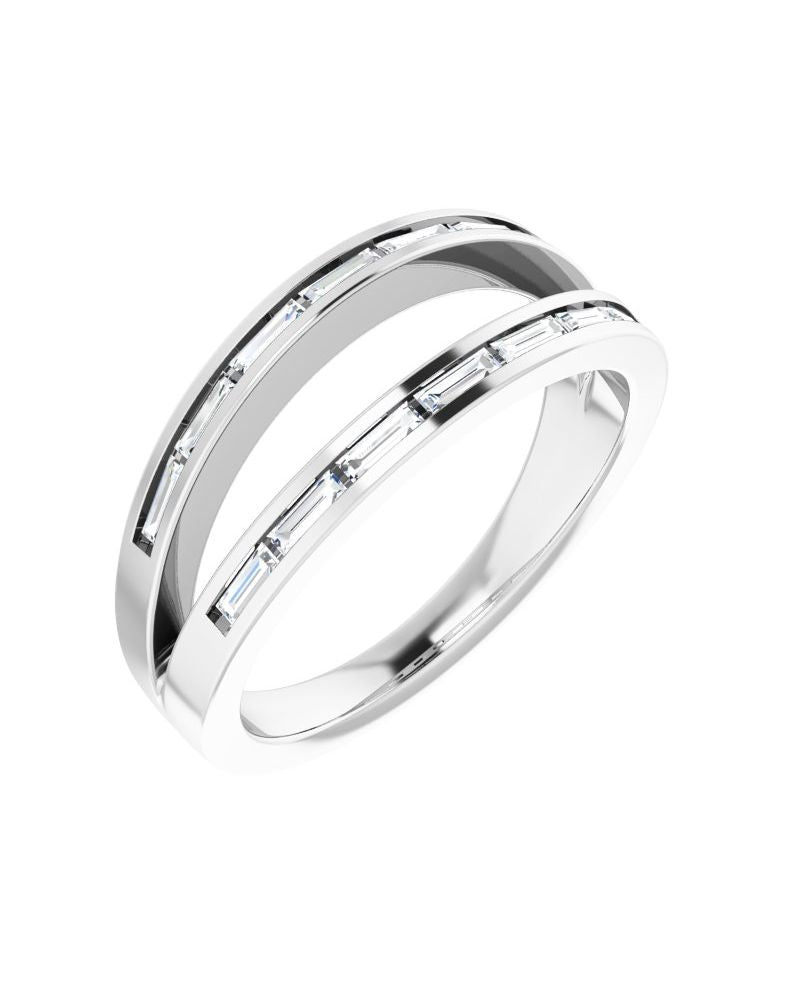 Anel Vazado em Ouro 14k com Diamantes Naturais – Modelo 10