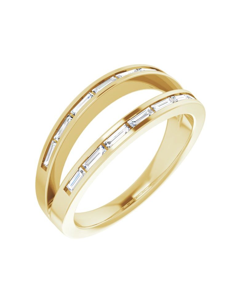 Anel Vazado em Ouro 14k com Diamantes Naturais – Modelo 10