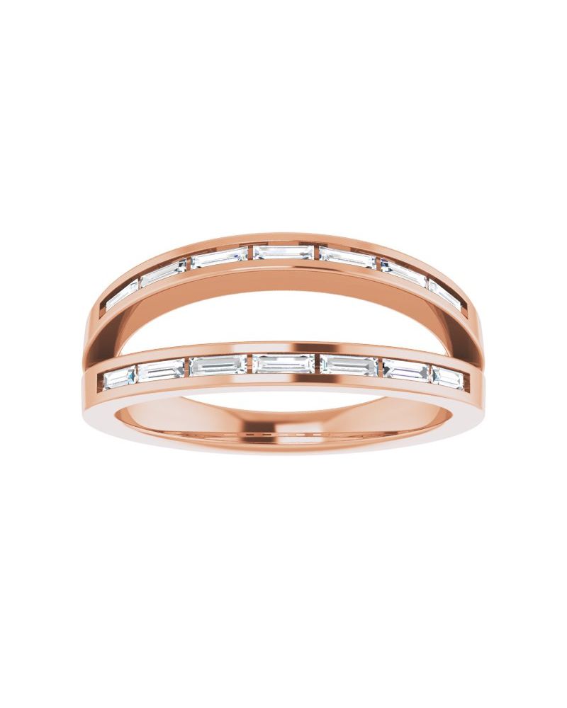 Anel Vazado em Ouro 14k com Diamantes Naturais – Modelo 10