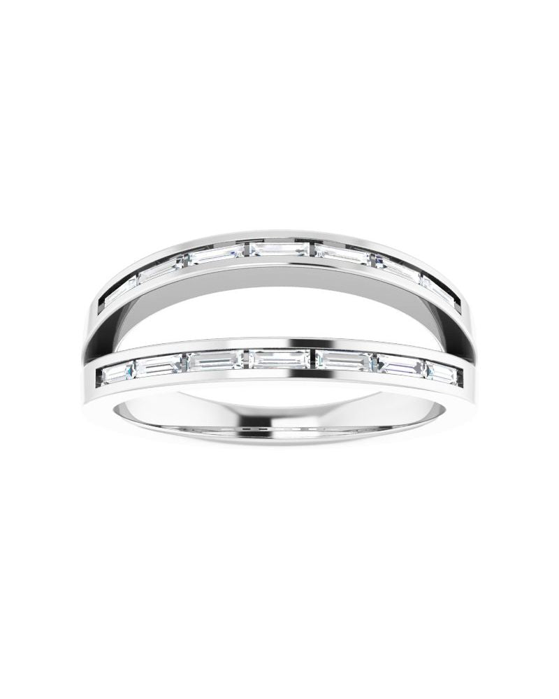 Anel Vazado em Ouro 14k com Diamantes Naturais – Modelo 10