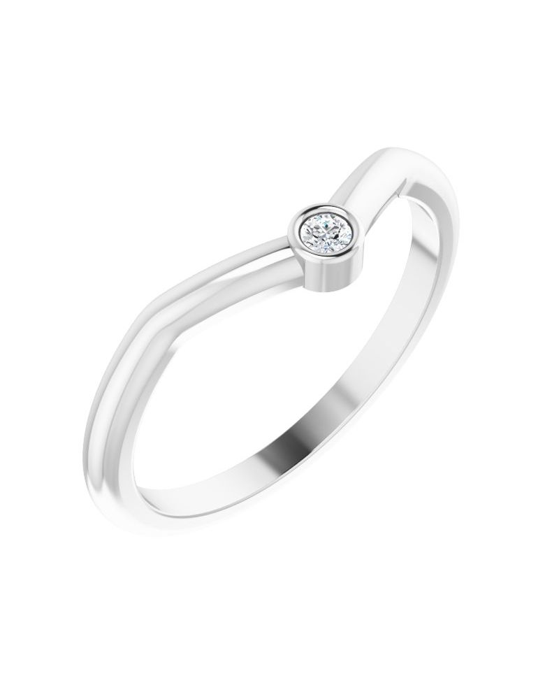 Anel em V Cravejado Empilhável em Ouro 14k com Diamantes Naturais – Modelo 2