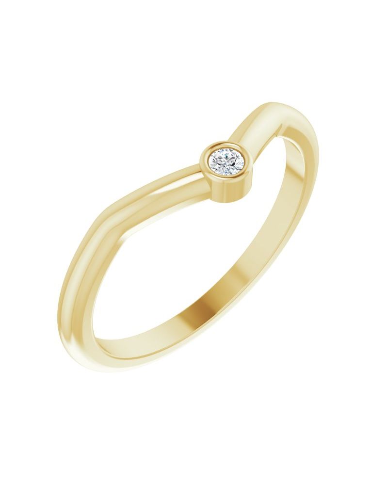Anel em V Cravejado Empilhável em Ouro 14k com Diamantes Naturais – Modelo 2