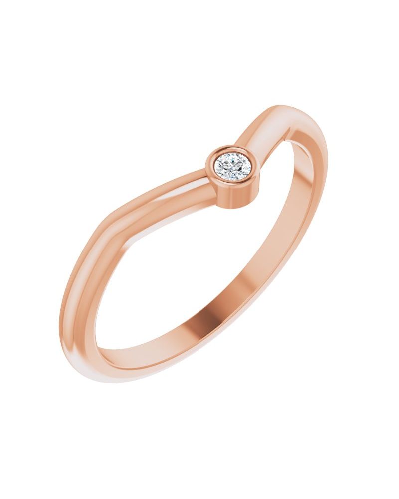 Anel em V Cravejado Empilhável em Ouro 14k com Diamantes Naturais – Modelo 2