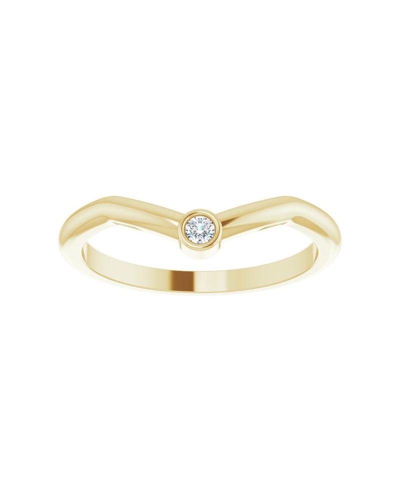 Anel em V Cravejado Empilhável em Ouro 14k com Diamantes Naturais – Modelo 2