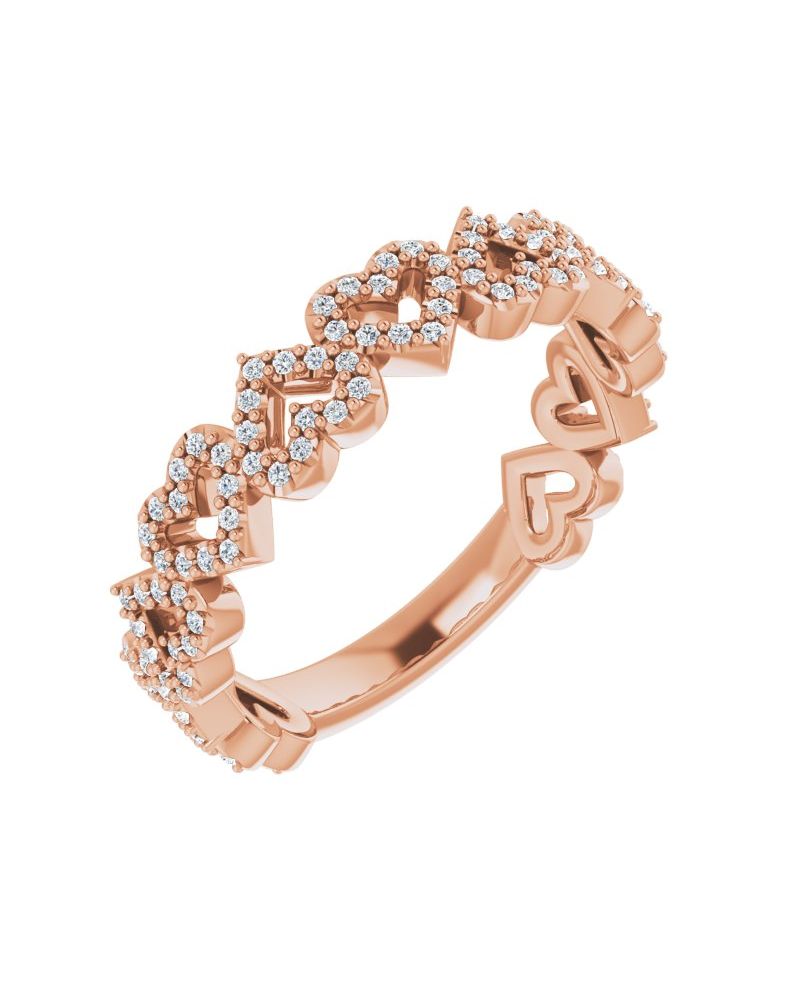Anel Coração Empilhável em Ouro 14k com Diamantes Naturais – Modelo 2