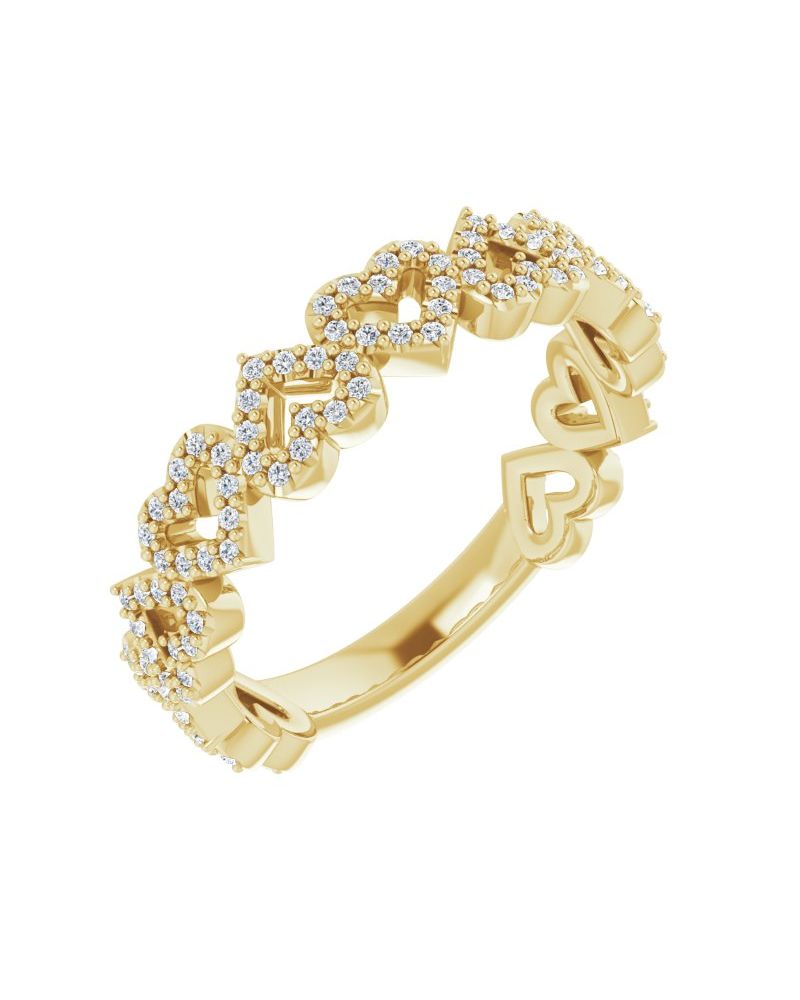 Anel Coração Empilhável em Ouro 14k com Diamantes Naturais – Modelo 2