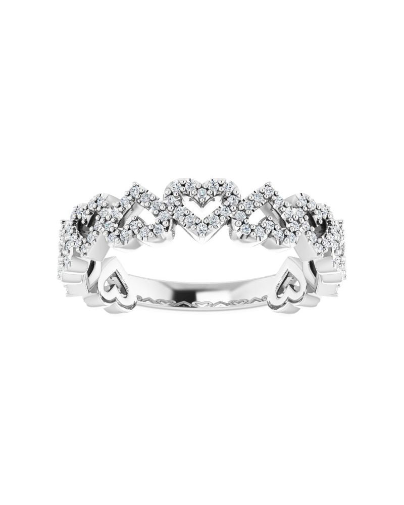 Anel Coração Empilhável em Ouro 14k com Diamantes Naturais – Modelo 2