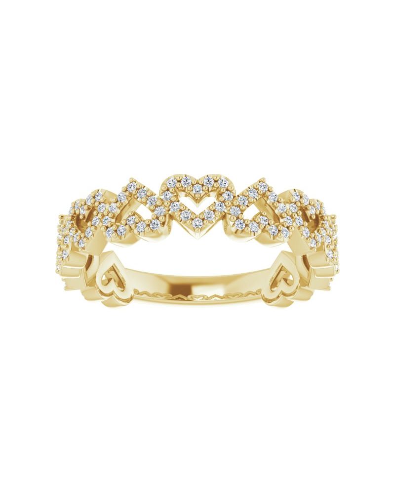Anel Coração Empilhável em Ouro 14k com Diamantes Naturais – Modelo 2