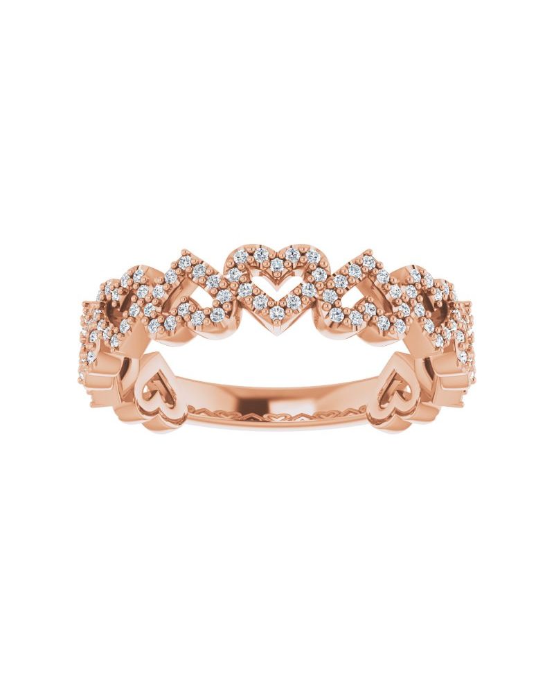 Anel Coração Empilhável em Ouro 14k com Diamantes Naturais – Modelo 2