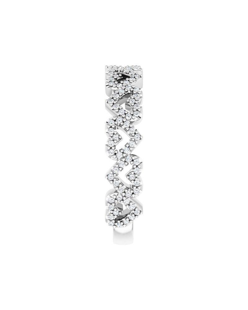 Anel Coração Empilhável em Ouro 14k com Diamantes Naturais – Modelo 2