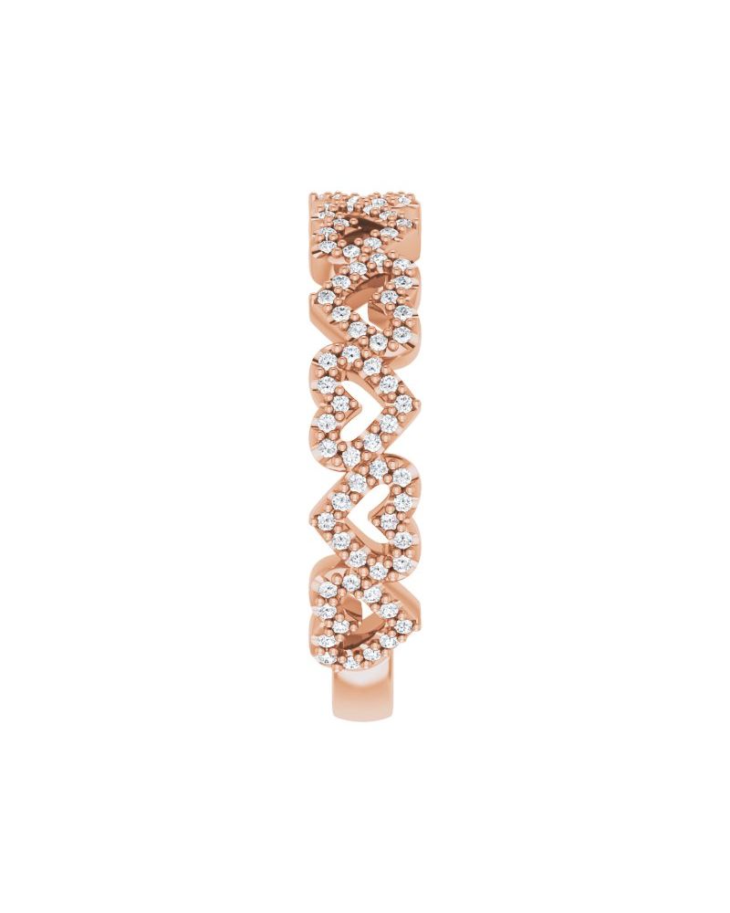 Anel Coração Empilhável em Ouro 14k com Diamantes Naturais – Modelo 2