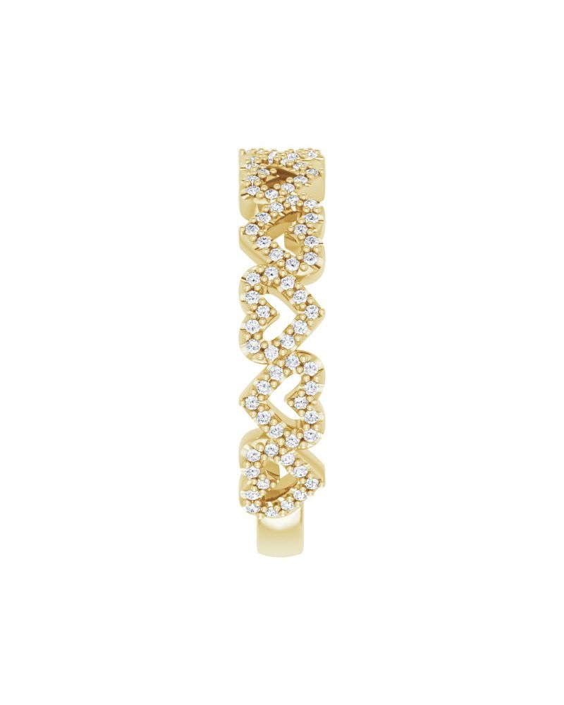 Anel Coração Empilhável em Ouro 14k com Diamantes Naturais – Modelo 2