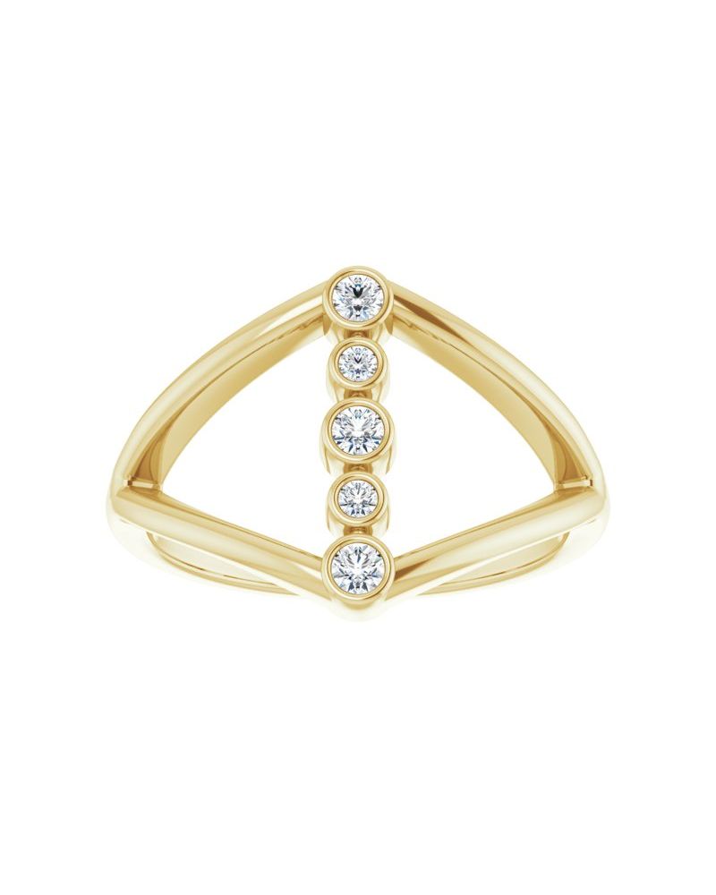 Anel Geométrico em Ouro 14k com Diamantes Naturais