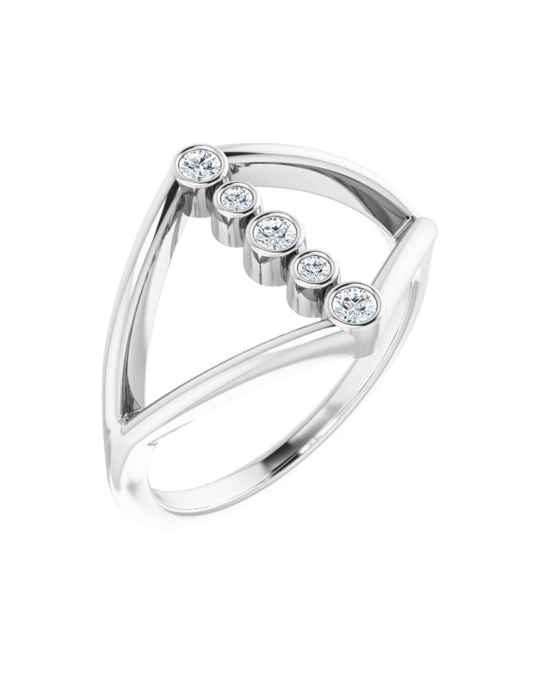 Anel Geométrico em Ouro 14k com Diamantes Naturais